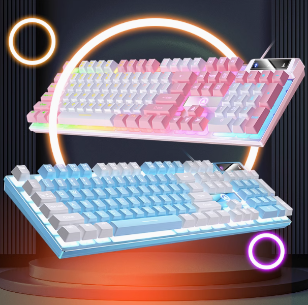 机械手感键盘USB有线电脑台式轻音办公电竞游戏鼠标套装